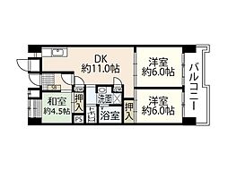 ビレッジハウス光南タワー1号棟 4階3LDKの間取り