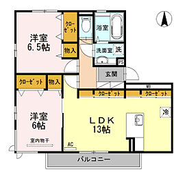プルーニャ　A棟 3階2LDKの間取り