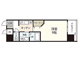 アクアシティ本川町 10階1Kの間取り