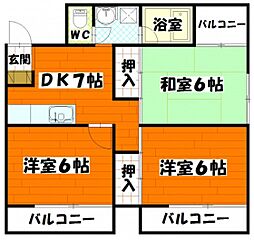 シブシタビル 3DKの間取図画像