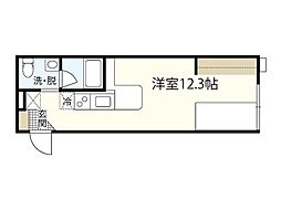 モーリスII 2階ワンルームの間取り