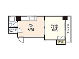 下野ビル 1DKの間取図画像