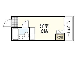 大州ビル 4階ワンルームの間取り