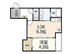 サニーガーデン廿日市 2階1LDKの間取り