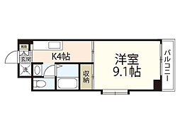 グランヴェルジェ中須II 5階1Kの間取り