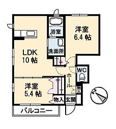 アルカディア深川 1階2LDKの間取り