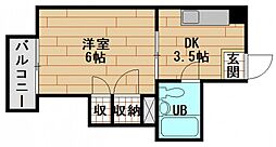 コーポ安留 1Kの間取図画像