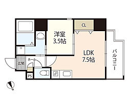 KatayamaBLD22 2階1LDKの間取り