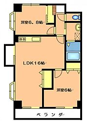 グランシャリオ 4階2LDKの間取り