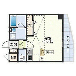 XSELL YAGA 5階ワンルームの間取り