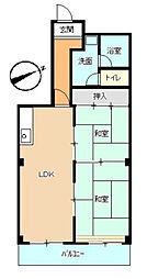 栗林ビル 6階2LDKの間取り