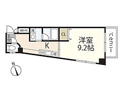 パレス西広島 5階1Kの間取り