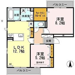 プルーニャ　C棟 3階2LDKの間取り