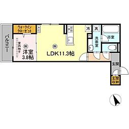 campanella舟入南 1LDKの間取図画像