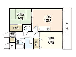 フラーリッシュ岡本 6階2LDKの間取り