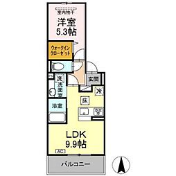 グレイスガーデンC 1階1LDKの間取り