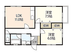 ぺろ・い・ふぁみりあ中野東　A棟 2階2LDKの間取り