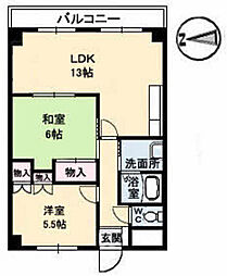 シェソワホリオ 2階2LDKの間取り
