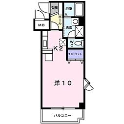 サンリット 1階1Kの間取り