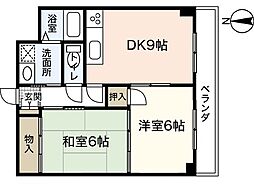 西村ビル 2DKの間取図画像