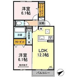 ユーキ中野 1階2LDKの間取り