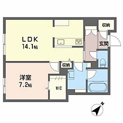 グリナージュ　歴史の散歩道 1階1LDKの間取り