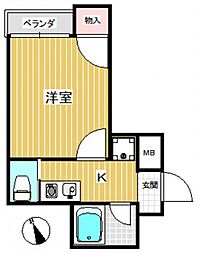 FORWEST段原（フォーウエスト段原） 4階1Kの間取り