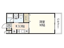 ＪＲＢハイツ矢野II番館 3階1Kの間取り