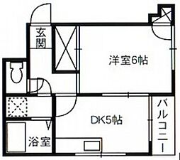フラット光町 2階1DKの間取り
