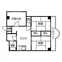 ブランシェ牛田 4階3DKの間取り