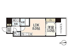 ARTISTA宝町 4階1LDKの間取り