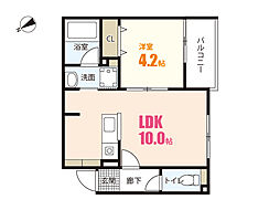 LUQRAS可部A 1LDKの間取図画像