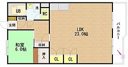 とぴあビル 2階1LDKの間取り
