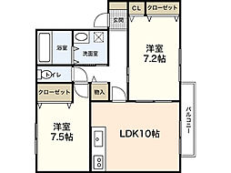 サンコート長束 1階2LDKの間取り