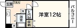 第二タウン皆賀 4階1Kの間取り