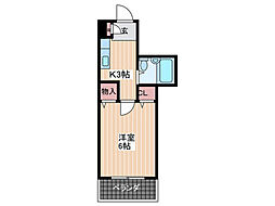 ＳＨＩＭＯＮＳ11 6階1Kの間取り