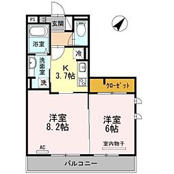 サンシスト 3階2Kの間取り