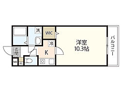プランソレイユＫ 2階1Kの間取り