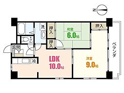ＶＩＶＲＥ西原 3階2LDKの間取り