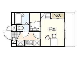 レオパレスGreen Hill 3階1Kの間取り
