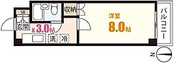 天神米田ビル 4階1Kの間取り