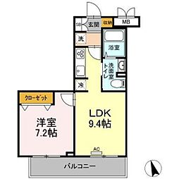 メセナ寺家 5階1LDKの間取り