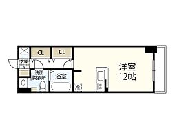 ＪＲ新白島駅前東亜ビル 13階ワンルームの間取り
