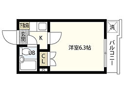 エステート14東雲 1Kの間取図画像
