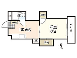 高本ビル 1DKの間取図画像