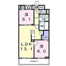 サンリットII 2LDKの間取図画像