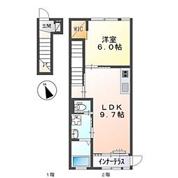 ピコットプレイス 2階1LDKの間取り