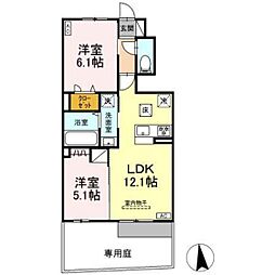 東広島市八本松東5丁目アパート 2LDKの間取図画像