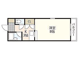アークナカシマ 1Kの間取図画像