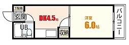 谷岡ビル1号館 1DKの間取図画像